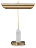 Rowleigh - Marble Desk Lamp - Gold Finish / White - R&R Furniture Gallery (Fountain Valley, CA)