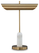Rowleigh - Marble Desk Lamp - Gold Finish / White - R&R Furniture Gallery (Fountain Valley, CA)