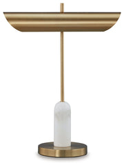 Rowleigh - Marble Desk Lamp - Gold Finish / White - R&R Furniture Gallery (Fountain Valley, CA)