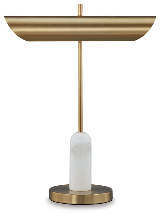 Rowleigh - Marble Desk Lamp - Gold Finish / White - R&R Furniture Gallery (Fountain Valley, CA)