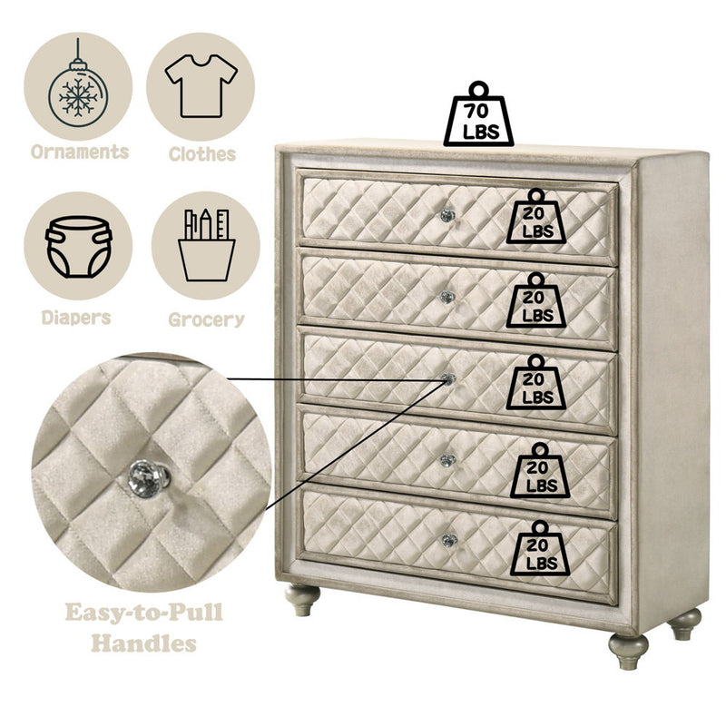 Lucienne - Chest - Beige Velvet - R&R Furniture Gallery (Fountain Valley, CA)