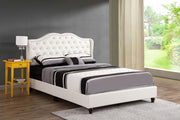 Transitional upholstered bed by Glory Furniture with padded headboard and sleek frame, showcasing stylish and comfortable bedroom furniture.