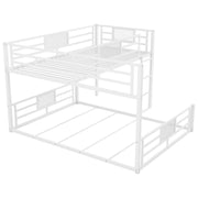 Dreamland L-shaped bunk bed with safety features, featuring twin beds stacked vertically and a sturdy wooden frame.