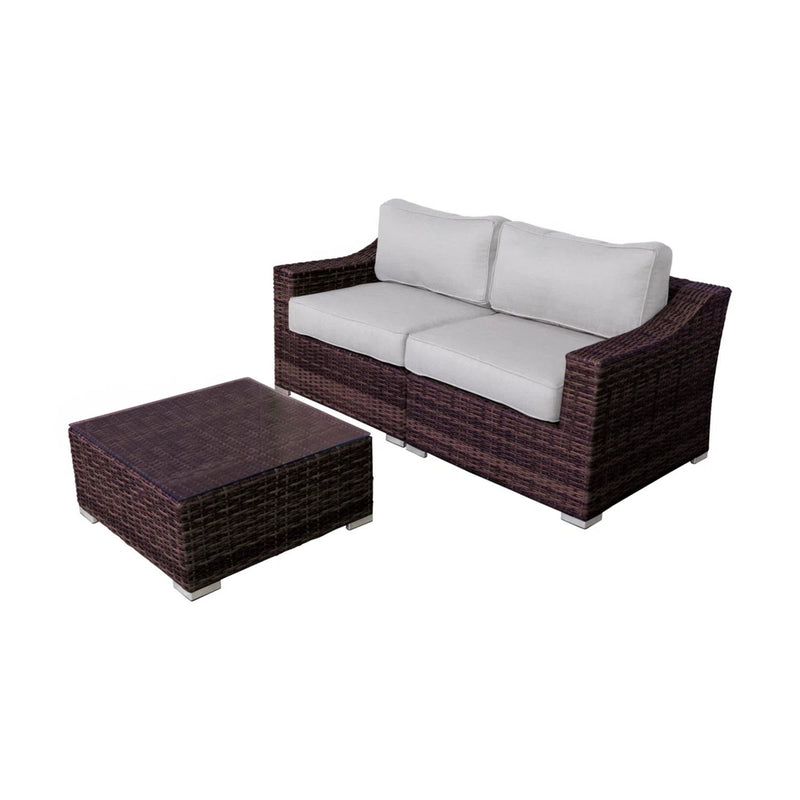 Wicker 2 Person Conversation Set, Durable Outdoor Seating With Cushions Mix - Brown Mix - R&R Furniture Gallery (Fountain Valley, CA)