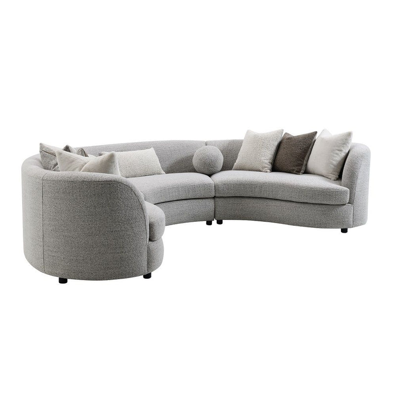 Ivria - Sectional Sofa With 9 Pillows - Gray Boucle - R&R Furniture Gallery (Fountain Valley, CA)