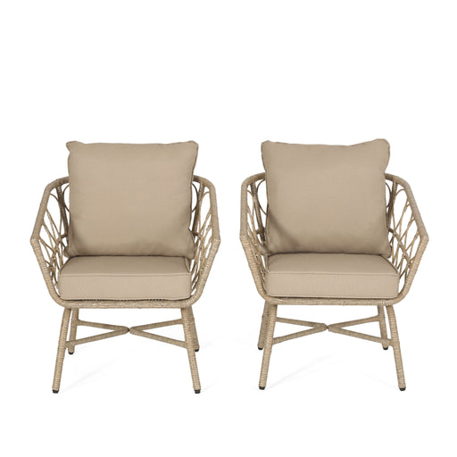 Bruce - Outdoor Club Chair Set With Water Resistant Cushions Rattan And Iron - Brown - R&R Furniture Gallery (Fountain Valley, CA)