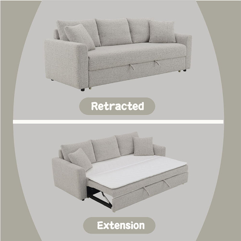 Connie - Sofa With Sleeper - Gray Boucle - R&R Furniture Gallery (Fountain Valley, CA)