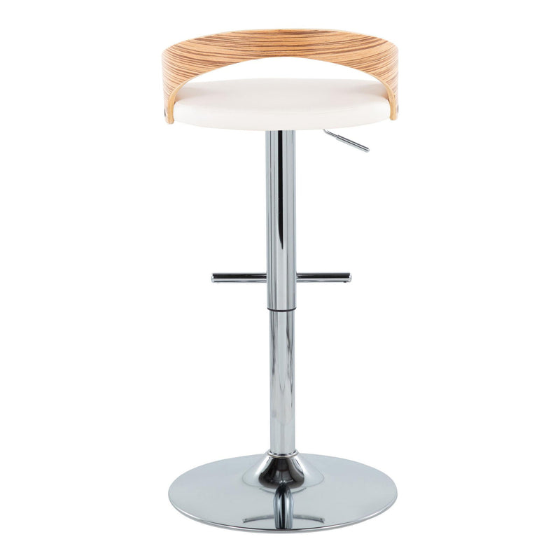 Grotto - Mid-Century Modern Adjustable Height Barstool With Swivel With Straight T Footrest (Set of 2) - White
