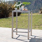 Outdoor 43" Aluminum Bar Table With Rattan Table Top - Gray / Silver - R&R Furniture Gallery (Fountain Valley, CA)