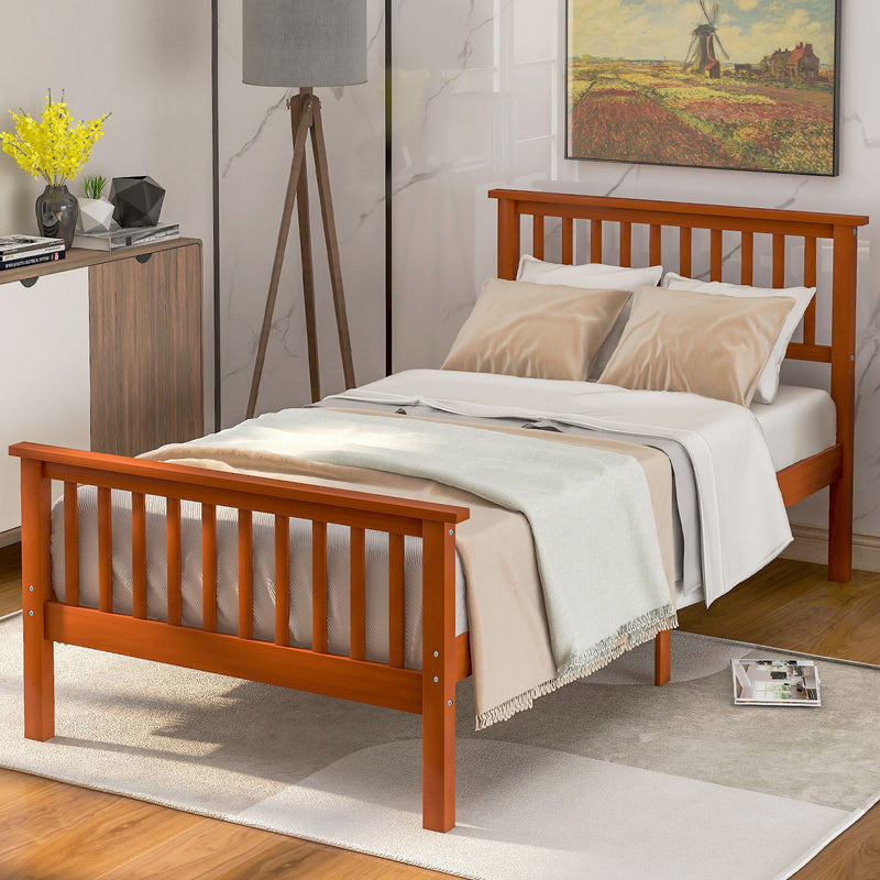 DreamHaus platform bed with headboard and footboard, showcasing a modern wooden design and sturdy construction.