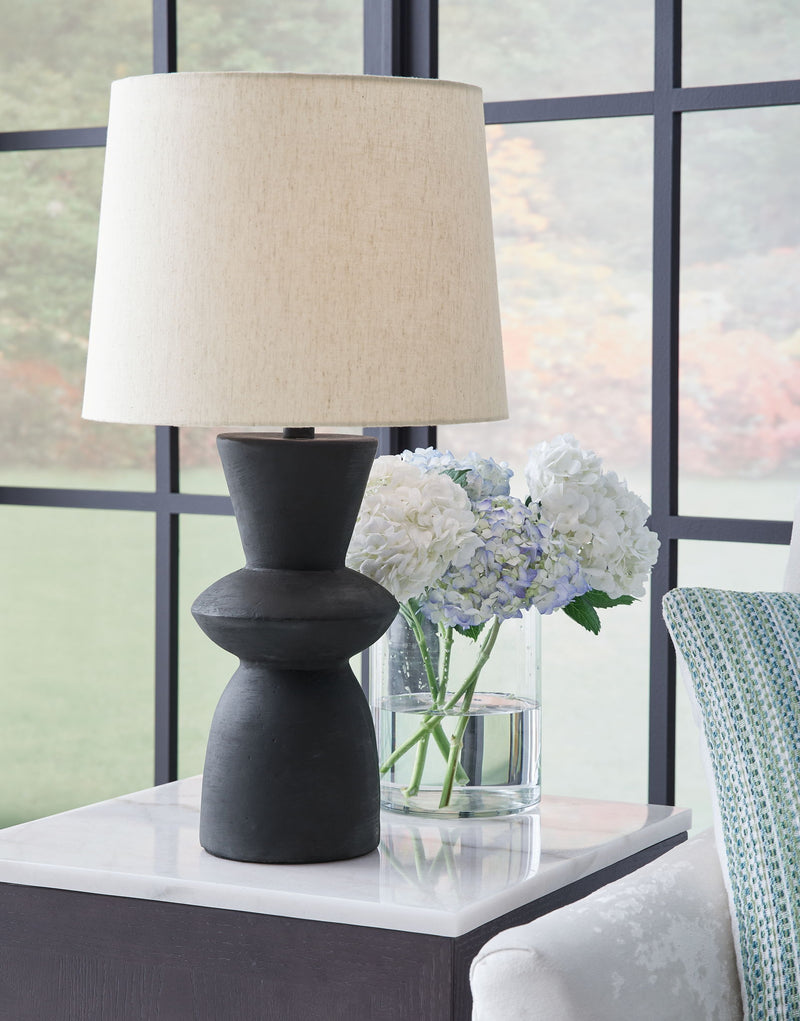 Scarbot - Paper Table Lamp (Set of 2) - Distressed Black - R&R Furniture Gallery (Fountain Valley, CA)