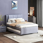 Upholstery Platform Bed With Trundle, Trundle Can Be Flat Or Erected - R&R Furniture Gallery (Fountain Valley, CA)
