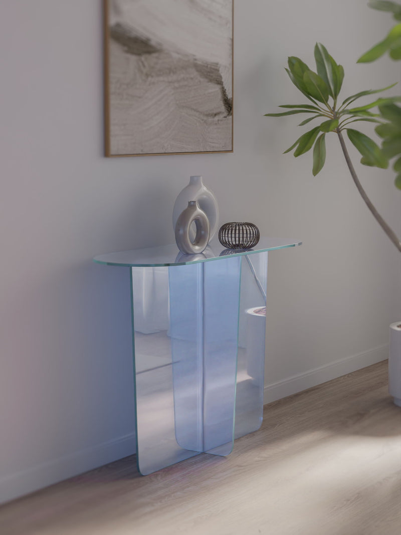 Fomo Console Table in Iridescent Glass