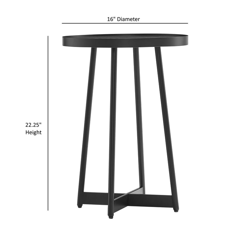 Ranlo - Round Accent Table With Geometric Legs - Black - R&R Furniture Gallery (Fountain Valley, CA)