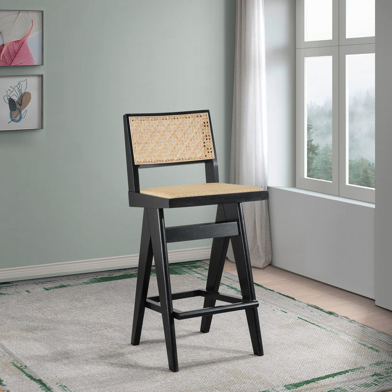 Keira - Bar Stool (Set of 2) - Black / Rattan - R&R Furniture Gallery (Fountain Valley, CA)