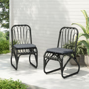 Outdoor Wicker Dining Chairs With Washable Cushion (Set of 2) - R&R Furniture Gallery (Fountain Valley, CA)