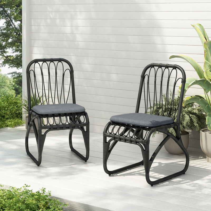 Outdoor Wicker Dining Chairs With Washable Cushion (Set of 2) - R&R Furniture Gallery (Fountain Valley, CA)