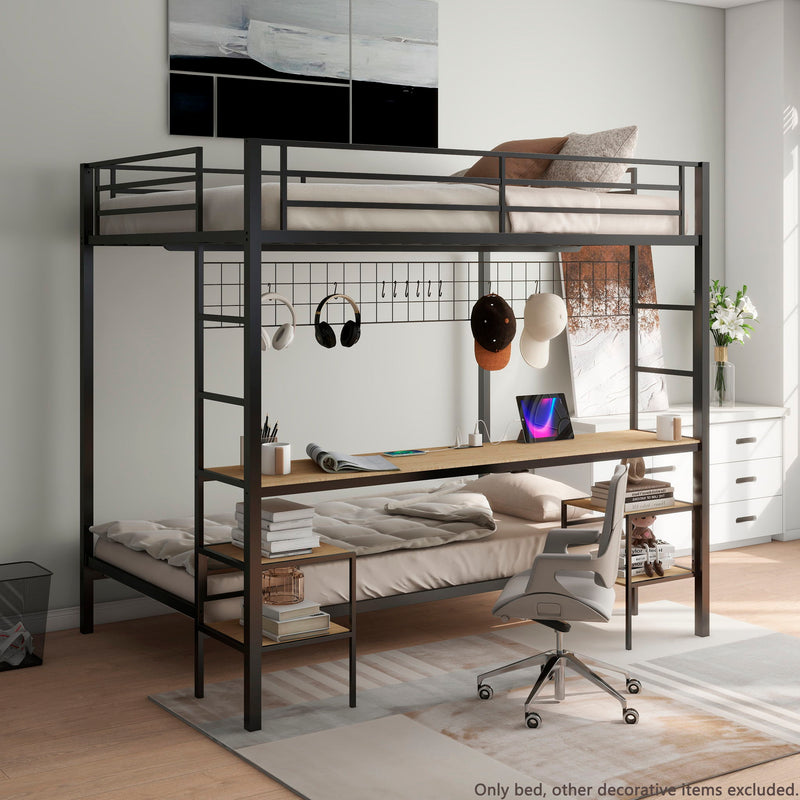 Ethan - Bunk Bed With Desk, Charging Station, Storage Shelves - R&R Furniture Gallery (Fountain Valley, CA)