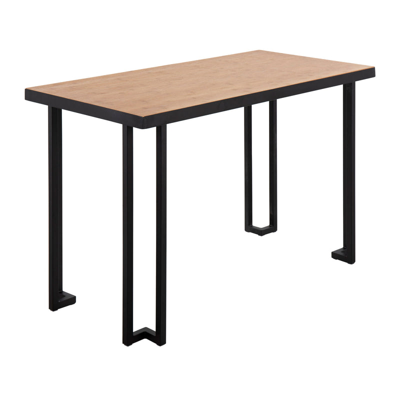 Lumi Source Roman industrial writing desk with black frame and natural wood tabletop, modern home office furniture.