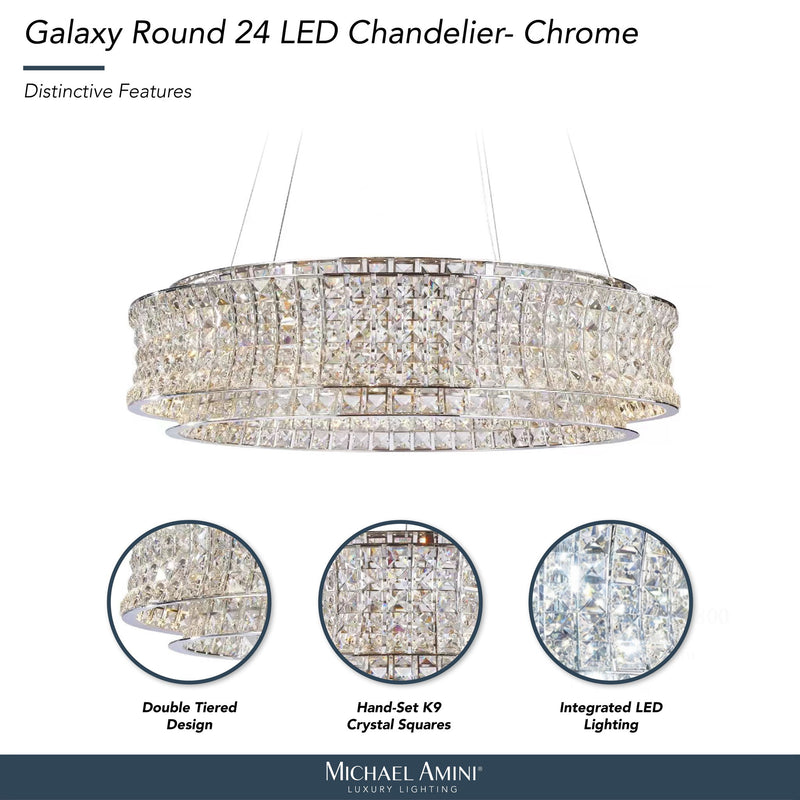Michael Amini Lighting - Galaxy 32" Round LED Crystal Chandelier - Chrome