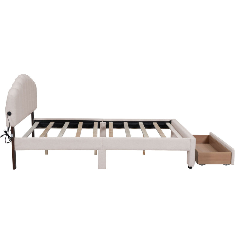 Upholstered Platform Bed With Drawer - R&R Furniture Gallery (Fountain Valley, CA)