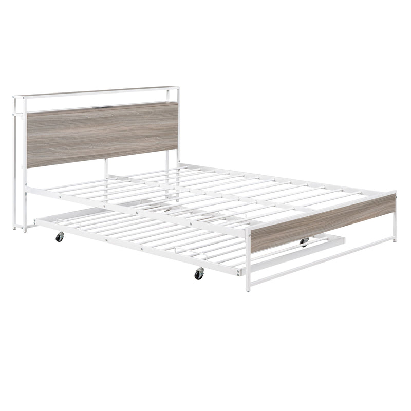 Platform Bed Frame With Trundle, USB Ports And Slat Support, No Box Spring Needed - R&R Furniture Gallery (Fountain Valley, CA)