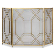 Gold Uttermost Rosen fireplace screen with intricate metalwork design, decorative accents, and stylish protection for your fireplace.