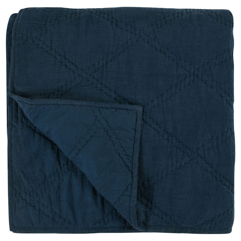 Caleb - Hand Stitched King Quilt - Midnight Blue