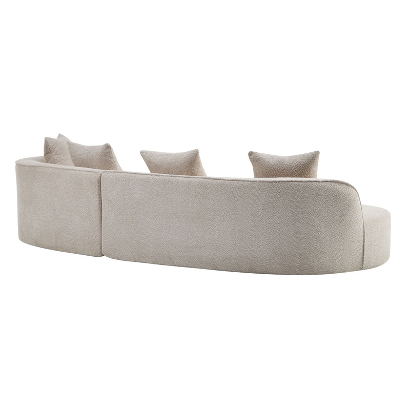 Elegant Noble House curved sectional sofa with plush foam cushions, showcasing a modern stationary sofa design with stylish upholstery.