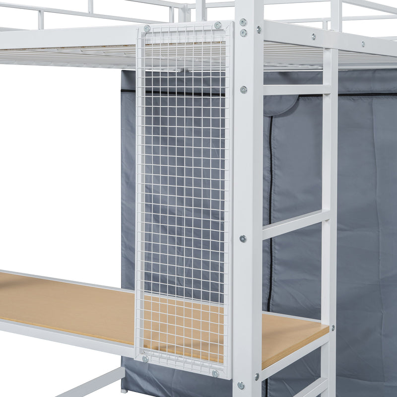 Loft Bed With Desk, Shelves, Power Outlet, LED Light And Wardrobe - R&R Furniture Gallery (Fountain Valley, CA)
