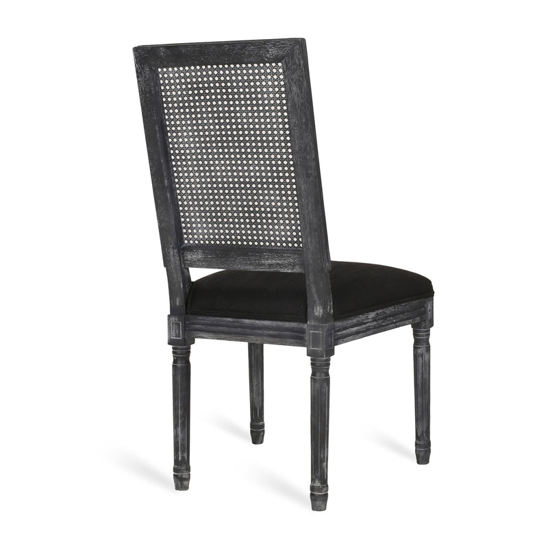 French Country Dining Chair With Rectangular Cane Backrest And Smooth Upholstered Seating - R&R Furniture Gallery (Fountain Valley, CA)