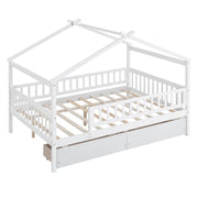 DreamHaus house bed with storage drawers, featuring a cozy house-shaped design and two built-in storage drawers underneath.