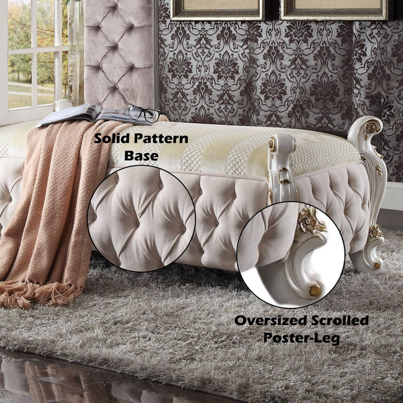 Picardy - Bench - Fabric & Antique Pearl - R&R Furniture Gallery (Fountain Valley, CA)