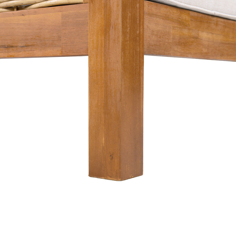 Outdoor Club Chair With Rope Arm And Cushions - Beige / Teak - R&R Furniture Gallery (Fountain Valley, CA)