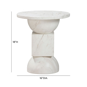 Chip - Marble Print Indoor / Outdoor Side Table - White - R&R Furniture Gallery (Fountain Valley, CA)