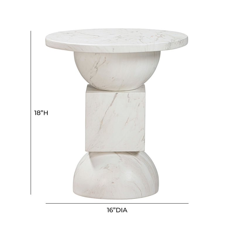 Chip - Marble Print Indoor / Outdoor Side Table - White - R&R Furniture Gallery (Fountain Valley, CA)