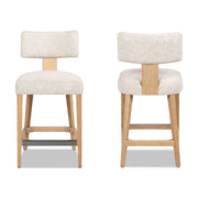 Penny - Round Arched Upholstered Counter Stool (Set of 2) - Travertine Beige - R&R Furniture Gallery (Fountain Valley, CA)