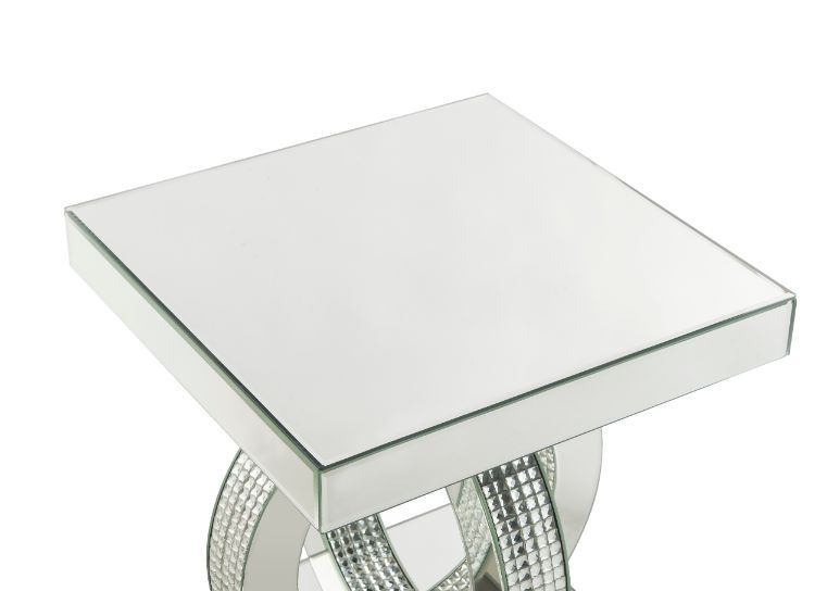 Ornat - End Table - Mirrored & Faux Square Diamonds - R&R Furniture Gallery (Fountain Valley, CA)