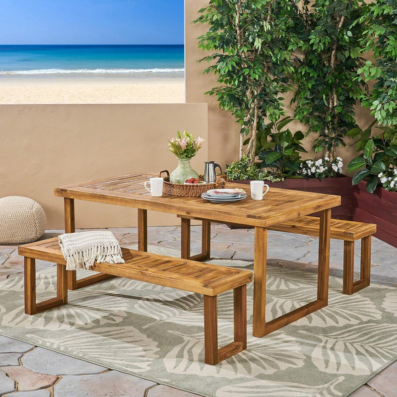 Outdoor Dining Set - Sandblast Natural Finish - R&R Furniture Gallery (Fountain Valley, CA)