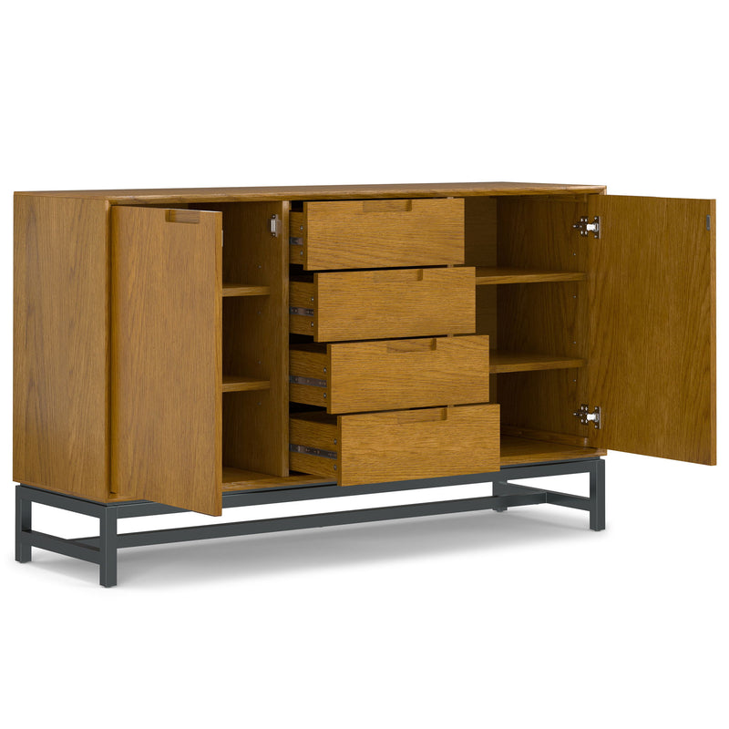 Banting Sideboard with Centre Drawers — Modern Industrial Storage Cabinet in Oak or Walnut - R&R Furniture Gallery (Fountain Valley, CA)