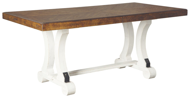 Valebeck - Rectangular Dining Room Table - White / Brown - R&R Furniture Gallery (Fountain Valley, CA)