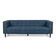 Contemporary Noble House 3-seater sofa with button tufted waffle stitching and mid-century charm, stationary design in neutral fabric
