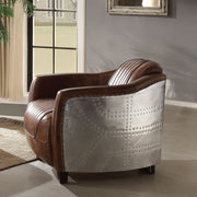 Brancaster - Chair - Retro Brown Top Grain Leather & Aluminum - R&R Furniture Gallery (Fountain Valley, CA)