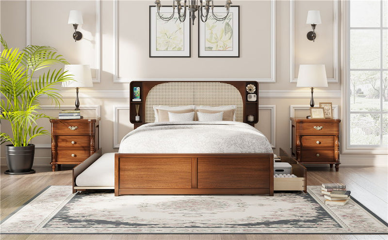 Headboard Bed With 2 Drawers And Trundle - R&R Furniture Gallery (Fountain Valley, CA)
