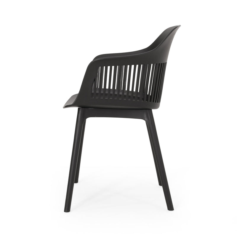 Set of two Noble House Dahlia chairs with modern design, featuring sleek frames and comfortable seating for dining or living spaces.
