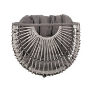Noble House patio swivel basket egg chair with cushion, outdoor accent chair in rattan style with plush seating and armrests.