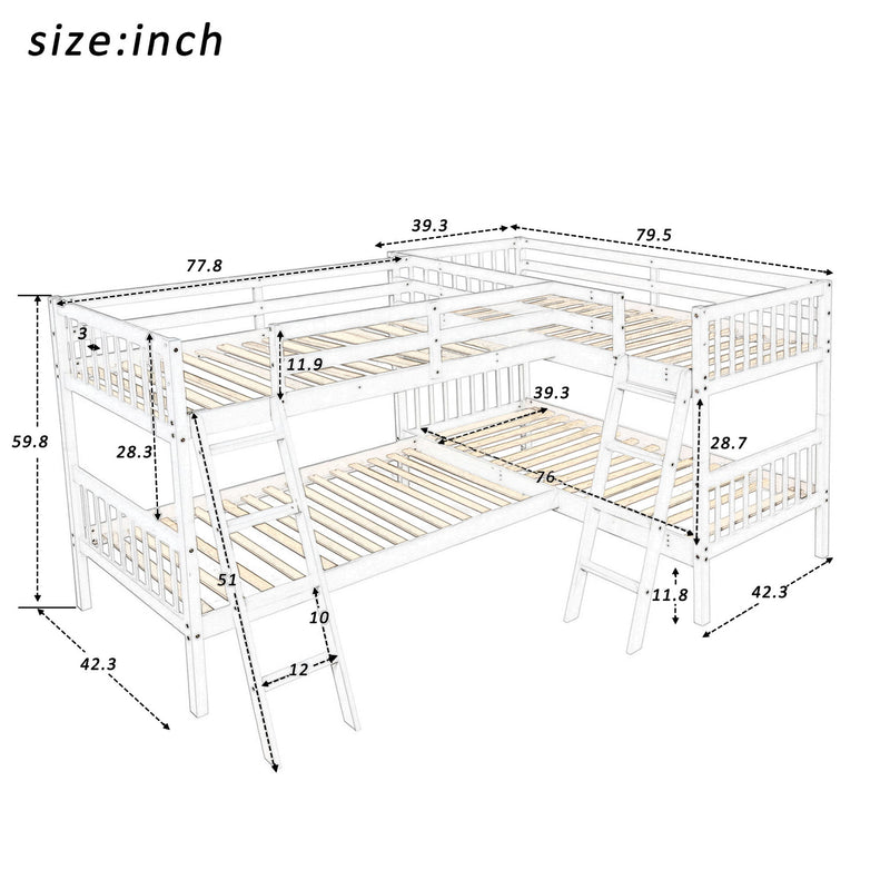 L Shaped Bunk Bed With Ladder - R&R Furniture Gallery (Fountain Valley, CA)
