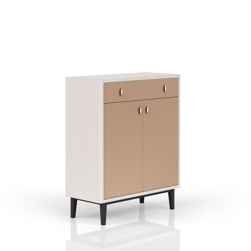 Bar Cabinet With Large Storage - White / Pecan - R&R Furniture Gallery (Fountain Valley, CA)