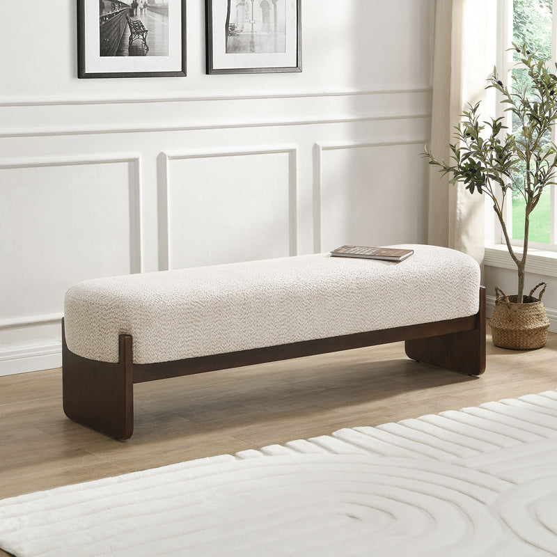 Noble House Loop Yarn Ottoman bench with a woven, textured design, perfect for living room or bedroom decor.