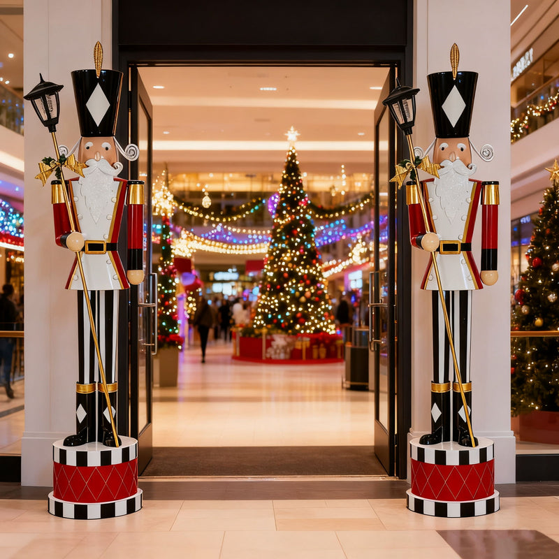 Red Classic Nutcracker Christmas decoration by Noble House, featuring a timeless design and durable construction for holiday decor.